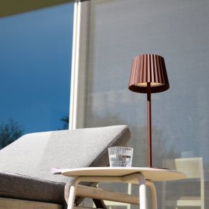 Rostfarbene Außen Tischleuchte Landhaus, Justine, 2W, 2700K LED, IP54, mit Touch-Dimmer