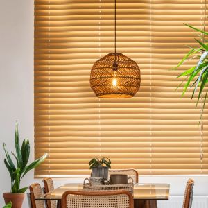 Rattan Pendelleuchte Gelb, Moloko