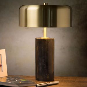 Marmor Tischleuchte Gold, Mirasol, mit Schalter
