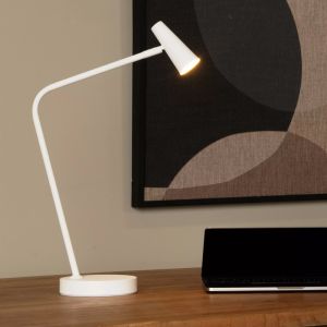 Weiße aufladbare Tischlampe Modern, Stirling, 3W, 2700K LED, mit Touch-Dimmer