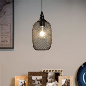 Schwarze Pendelleuchte Retro, Mesh