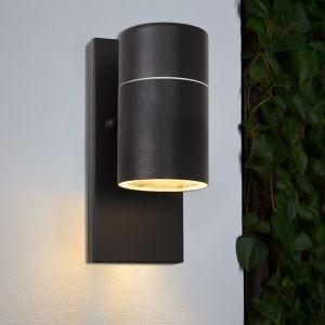 Moderne Außen Wandleuchte mit Dämmerungsmelder Schwarz, Pedro, IP44