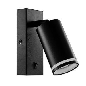 Schwarze Wandstrahler Modern, Yorinde, mit Schalter