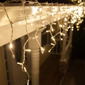 2M verbindbares Eiszapfenlicht, weiße Schnur, IP67, 50 cm hoch - warmweiß