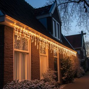 2M verbindbares Eiszapfenlicht, schwarze Schnur, IP67, 70 cm hoch - Warmweiß