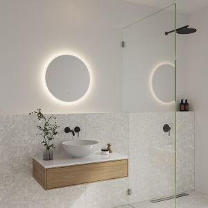 Graue Spiegel mit Beleuchtung Modern, Dovina, 20W, 4000K LED, IP44, mit Schalter