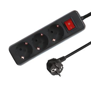 3-fach Steckdosenleiste mit Schalter 3 Meter, schwarz