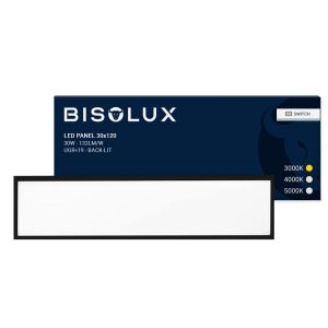 Schwarzes LED Panel 120x30 - 100 lm/W - UGR<19 - Einstellbares Weiß - Back-lit