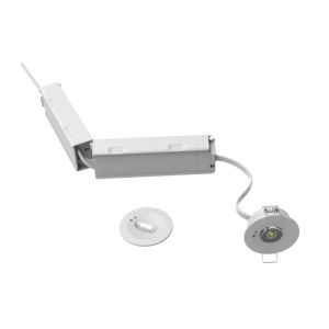 Weißer Notlicht-Einbaustrahler, 1,2 W, 6000 K LED, 360°-Linse