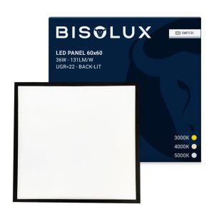 Schwarzes LED Panel 60x60 - 125 lm/W - UGR<22 - Einstellbares Weiß - Back-lit