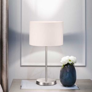 Nickel Tischleuchte Metall, Ledbury, mit Schalter