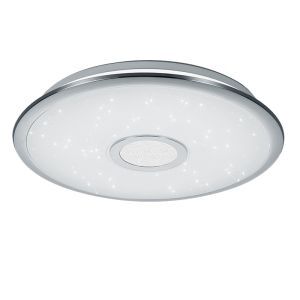 Chrom Deckenlampe Kunststoff, Yailee, 30W, warm- bis kaltweiß einstellbare LED, mit Fernbedienung