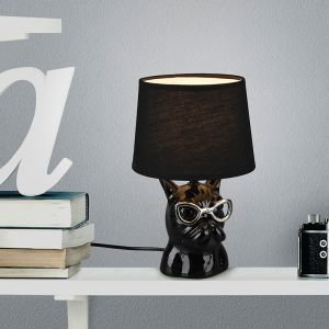 Keramik Tischleuchte Schwarz, Magda, mit Schalter