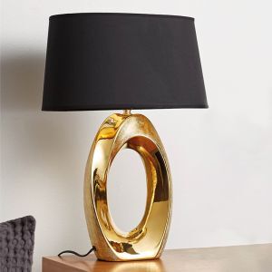 Keramik Tischleuchte Gold, Moldrup, mit Schalter