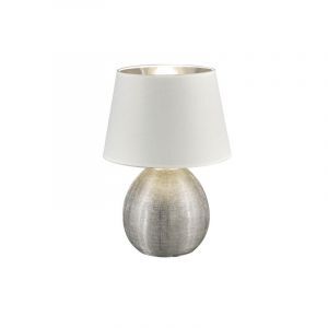 Keramik Tischleuchte Silber, Yet, mit Schalter