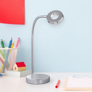 Chrom Schreibtischlampe Modern, Daley, 4W, 3000K LED, mit Schalter