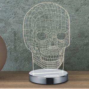 Chrom Tischleuchte Design, Berjan, 7W, warm- bis kaltweiß einstellbare LED, mit Schalter