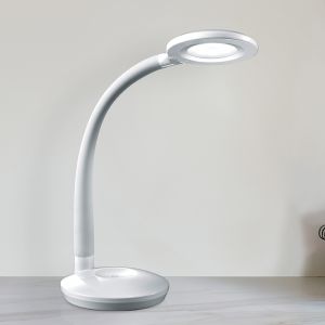 Weiße Schreibtischlampe Kunststoff, Jesse, 3W, 3000K LED, mit Touch-Dimmer
