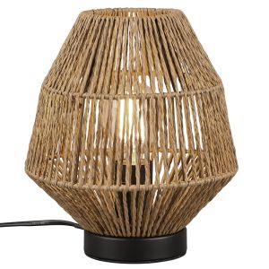 Rattan Tischleuchte Braun, Fleurtje, mit Schalter