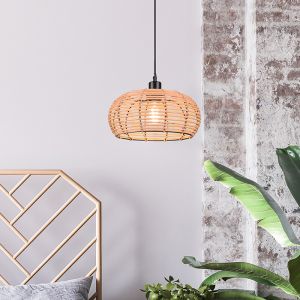 Rattan Pendelleuchte Braun, Nesrine