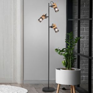 Schwarze Stehlampe Vintage, Jessica, mit Schalter