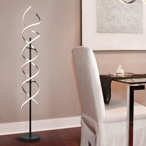 Chrom Stehlampe Design, Sylvian, 32W, warm- bis kaltweiß einstellbare LED, mit Touch-Dimmer