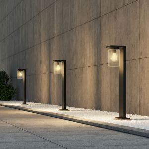 Schwarze Wegeleuchte mit Dämmerungsmelder Modern, Yves, IP44