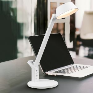 Weiße Schreibtischlampe Modern, Lindi, 5W, warm- bis kaltweiß einstellbare LED, mit Touch-Dimmer