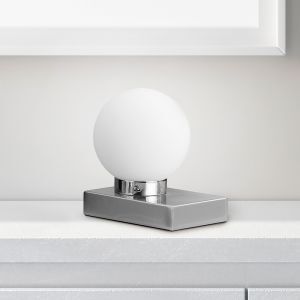 Nickel Tischleuchte Modern, Jullian, mit Schalter