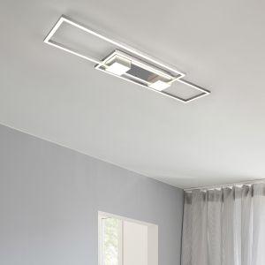 Nickel Deckenlampe Design, Sohaib, 37W, warm- bis kaltweiß einstellbare LED, 3-stufig dimmbar