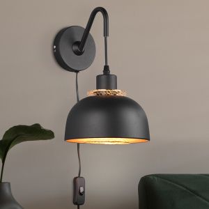 Schwarze Wandleuchte Industrial, Sylvano, mit Schalter