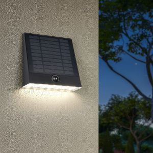 Schwarze Solar Außen Wandleuchte Modern, Pontus, 6W, 4000K LED, IP44