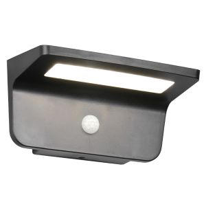 Schwarze Solar Außen Wandleuchte Modern, Mukaddes, 8W, 4000K LED, IP44