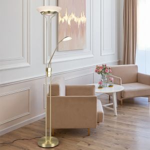 Messing Leselampe Stehlampe Modern, Fredrika, 27W, 3000K LED, mit Touch-Dimmer