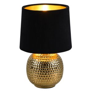 Keramik Tischleuchte Gold, Jorre, mit Schalter
