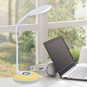 Weiße Schreibtischlampe Modern, Zetan, 3W, RGBW LED, mit Touch-Dimmer