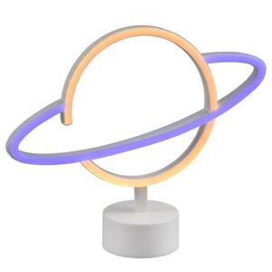 Weiße Kinderzimmer Tischleuchte Kunststoff, Planet, 2W, 3000K LED, mit Schalter
