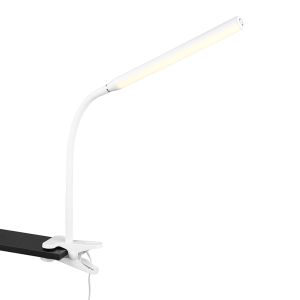 Weiße Klemmleuchte Modern, Rommert, 5W, warm- bis kaltweiß einstellbare LED, mit Touch-Dimmer
