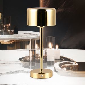 Messing aufladbare Tischlampe Modern, Dustin, 1W, 3000K LED, mit Touch-Dimmer