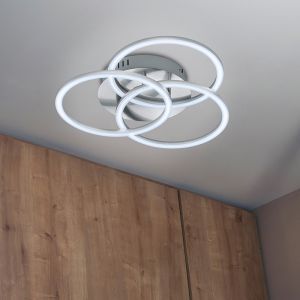 Nickel Deckenlampe Modern, Kobus, 27W, warm- bis kaltweiß einstellbare LED, mit Fernbedienung