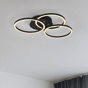 Schwarze Deckenlampe Modern, Kobus, 27W, warm- bis kaltweiß einstellbare LED, mit Fernbedienung
