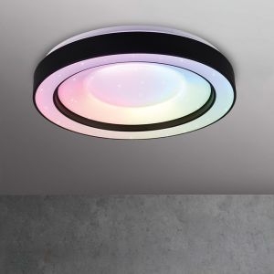 Schwarze Deckenlampe Modern, Navin, 22W, RGBW LED, mit Fernbedienung