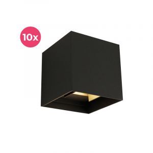 10er Schwarze moderne Up down Wandleuchten Dion, Aluminium, 6w warmweiß integriert LED