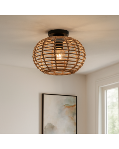 Rattan Deckenleuchte Braun, Roza