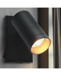 Moderne Wandstrahler Schwarz, Nadi, mit Schalter
