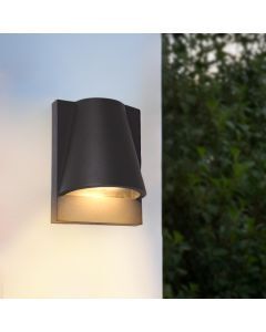 Moderne Außen Wandleuchte mit Dämmerungsmelder Schwarz, Luana, IP43