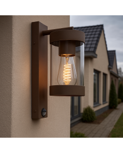 Moderne Außen Wandleuchte mit Bewegungsmelder Rostfarbe, Musa, IP44