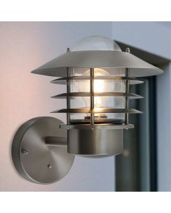 Edelstahl Außen Wandleuchte mit Dämmerungsmelder Silber, Felice, IP44