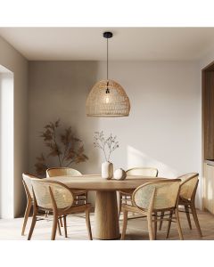 Rattan Pendelleuchte Braun, Rosa