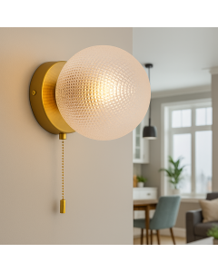 Retro Wandleuchte Transparent, Johnson, mit Zugschalter